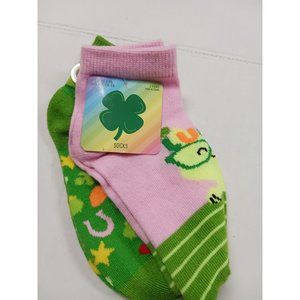 2 Pairs of St Patrick's Day Girls Socks  Size 6 - 8 1/2 NWT
